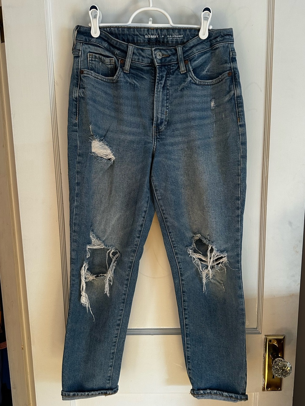 Old Navy Women's O.G. Straight Distressed Blue Jeans size 6